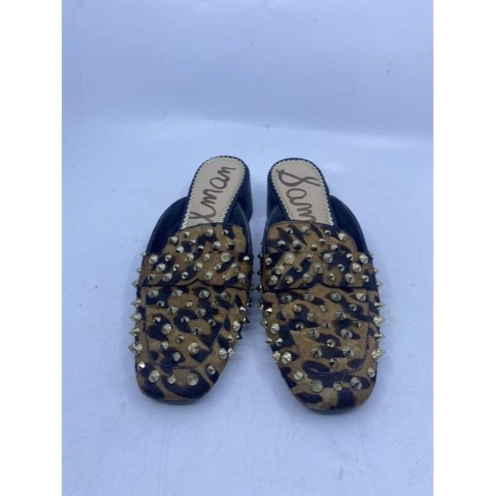 Sam Edelman Black And Brown Augustus Leopard Stud Mulesslides Size Us - Picture 5 of 6